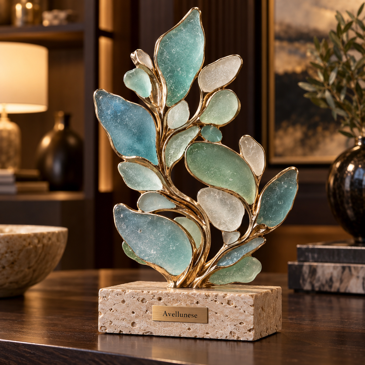 Brenovasd™ Coastal Bloom Glass Sculpture