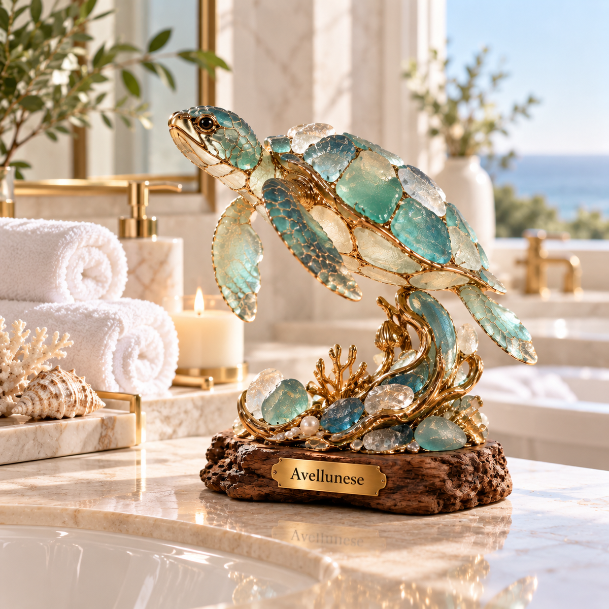 Brenovasd™ Azure Voyage Sea Turtle Sculpture