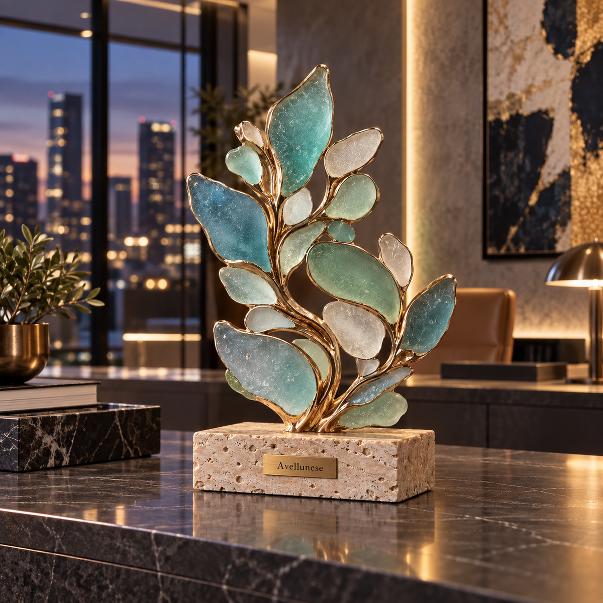 Brenovasd™ Coastal Bloom Glass Sculpture